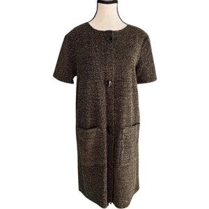 ZARA KHAKI GREEN AND GOLD BOUCLE FABRIC BEAUTIFUL DRESS, SZ L